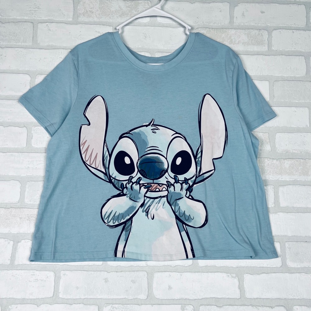 Disney Lilo & Stitch Light Blue Graphic Short Sleeve Tee Kids Size XL